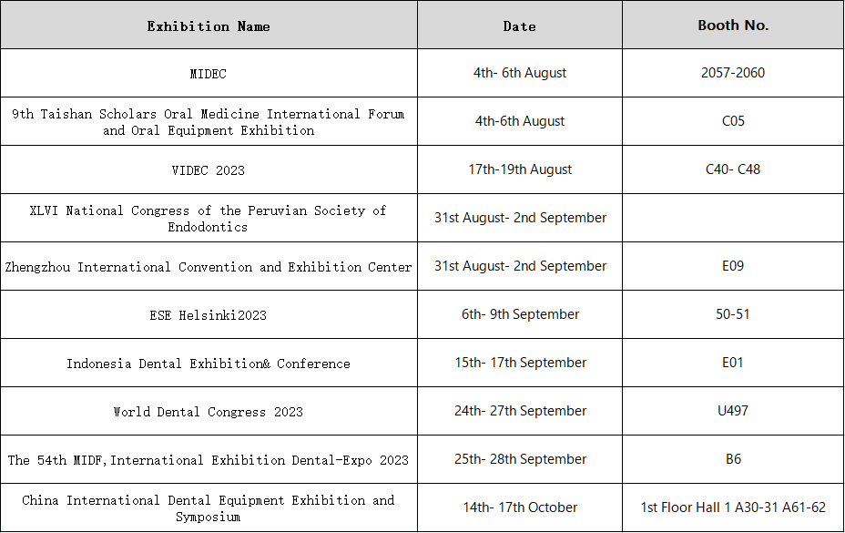 Denco 2023 Second Half Exhibition Schedule